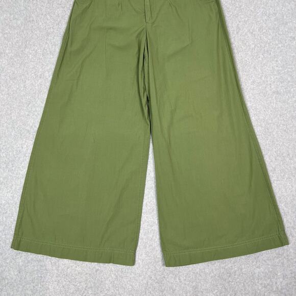 Free People Green Menorca 100% Cotton Crop Wide Leg High Waisted Pant Size 4 - Picture 4 of 10